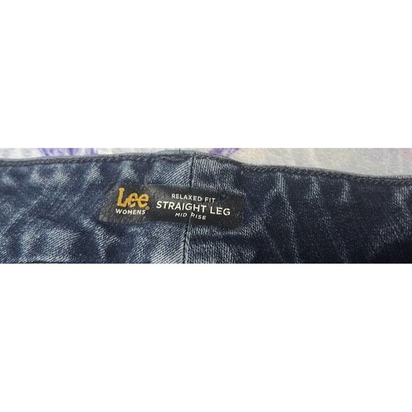 Lee Womens Denim Size 20W Straight Leg Jeans Blue Mid Rise 5-Pocket Dark Wash - Picture 3 of 3